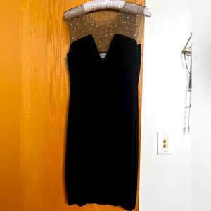 Black Baily 44 Dress W/ mesh top and accent beads